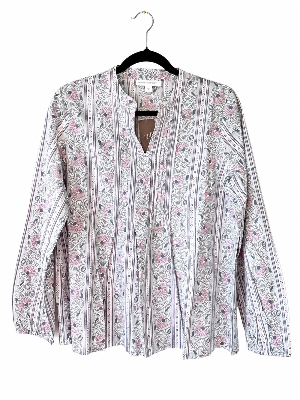 J.Jill Pure Jill NWT Organic Cotton Floral Boho Popover Blouse Small